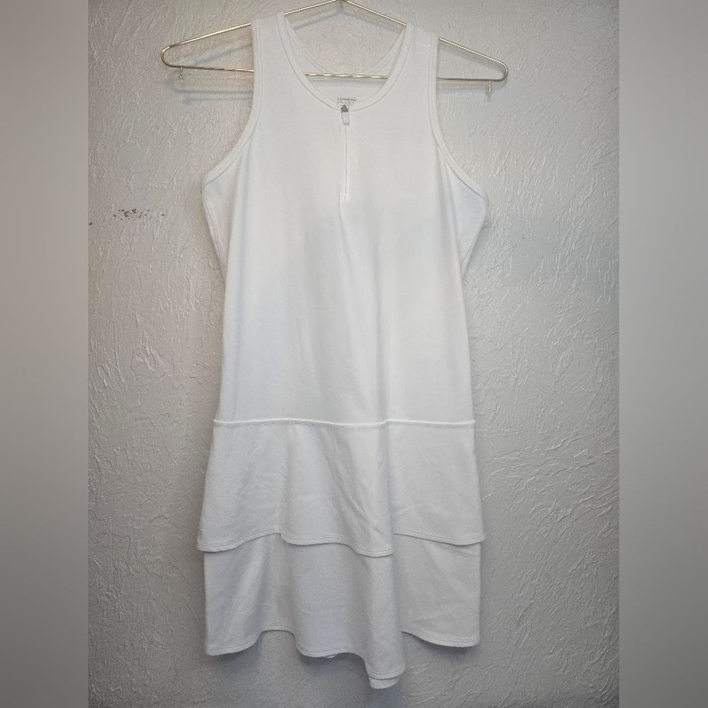 Athleta Girl White Sleeveless Tiered Dress L/12 | Tennis Court Sporty School